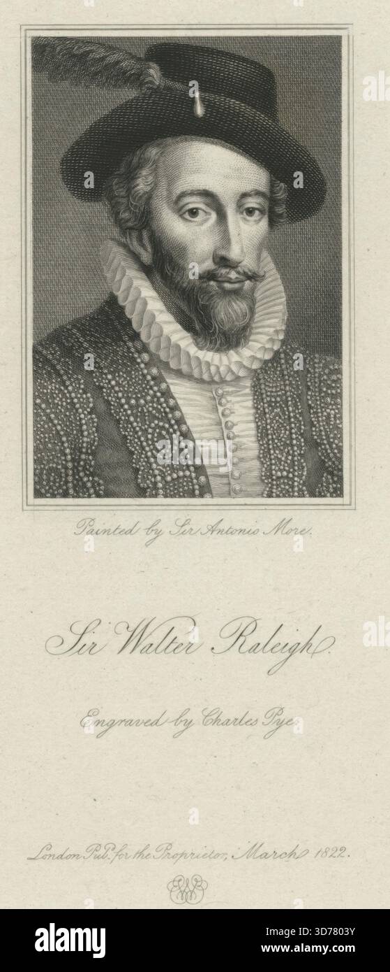 Sir Walter Raleigh, 1777-1890, di Anthonis Mor (ca. 1517-1576 o 7)., 1822., Londra Foto Stock