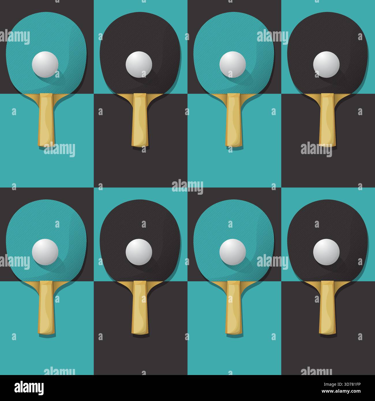 Ping pong, ping pong, ping pong, schema vettoriale senza cuciture Illustrazione Vettoriale