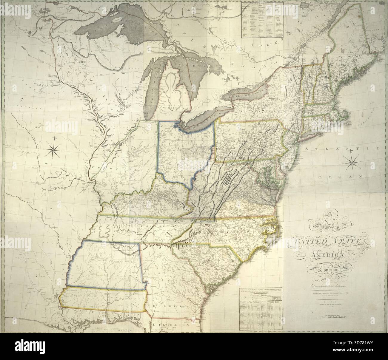 Una nuova mappa degli Stati Uniti d'America, 1806., 1806., Boston. Editore, pubblicato e venduto da John Sullivan, Junr., Stati Uniti Foto Stock