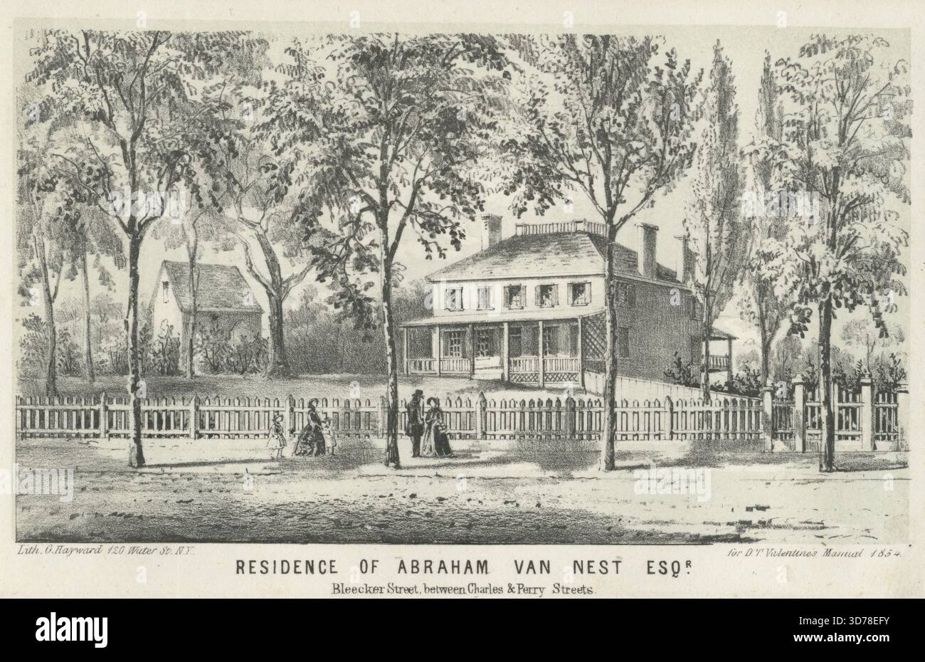 Residenza di Abraham Van Nest Esqr., Bleeker Street tra Charles e Perry Street., 1801 - 1886, New York (Stato), storia, case, New York (Stato), New York, Van Nest, Abraham, 1777-1864, case e luoghi di ritrovo Foto Stock
