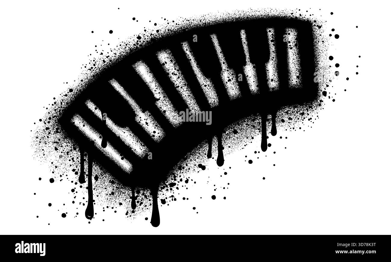 Graffiti a pianoforte spruzzati in nero su bianco. Illustrazione Vettoriale