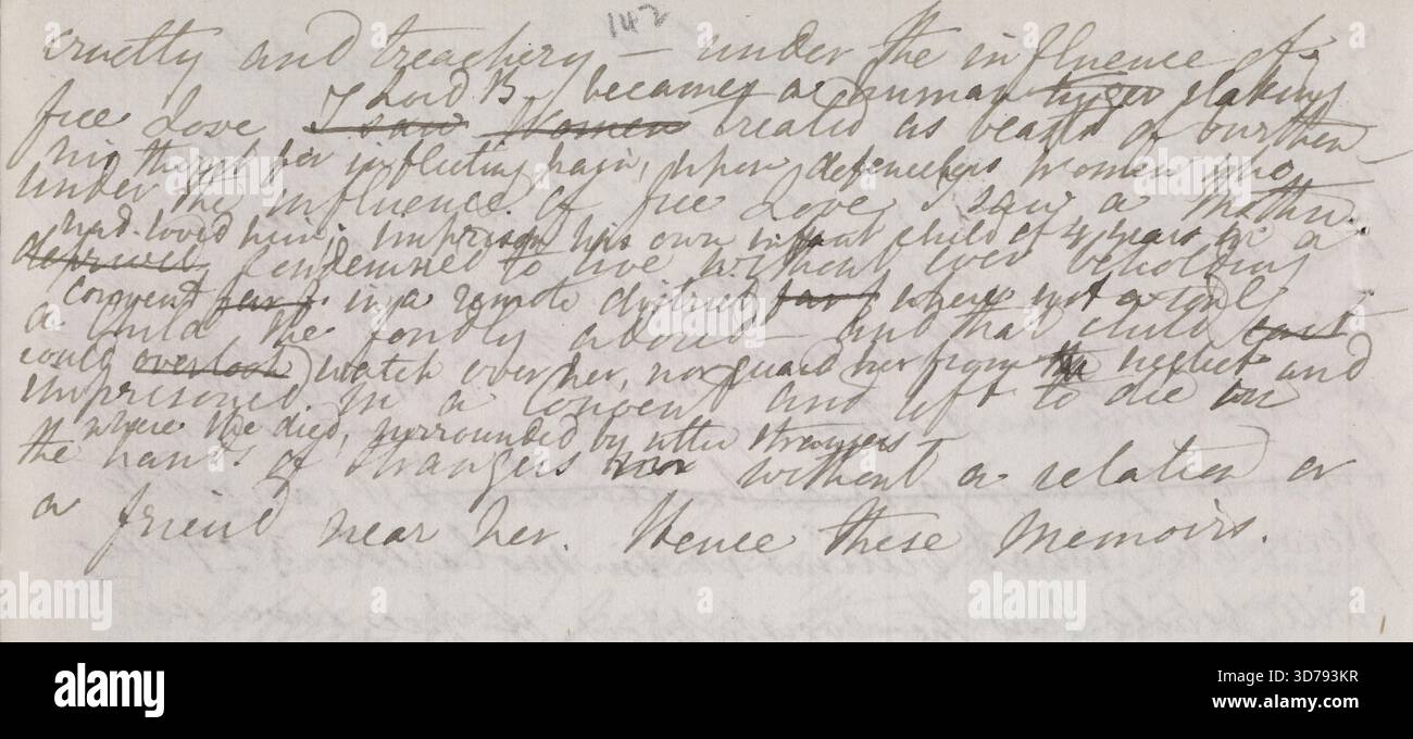 Documenti su Shelley e Byron preparati per E. J. Trelawny, pagina 142., 1870-01-01 - 1879-03-19. Byron, George Gordon Byron, barone, 1788-1824 anni Foto Stock