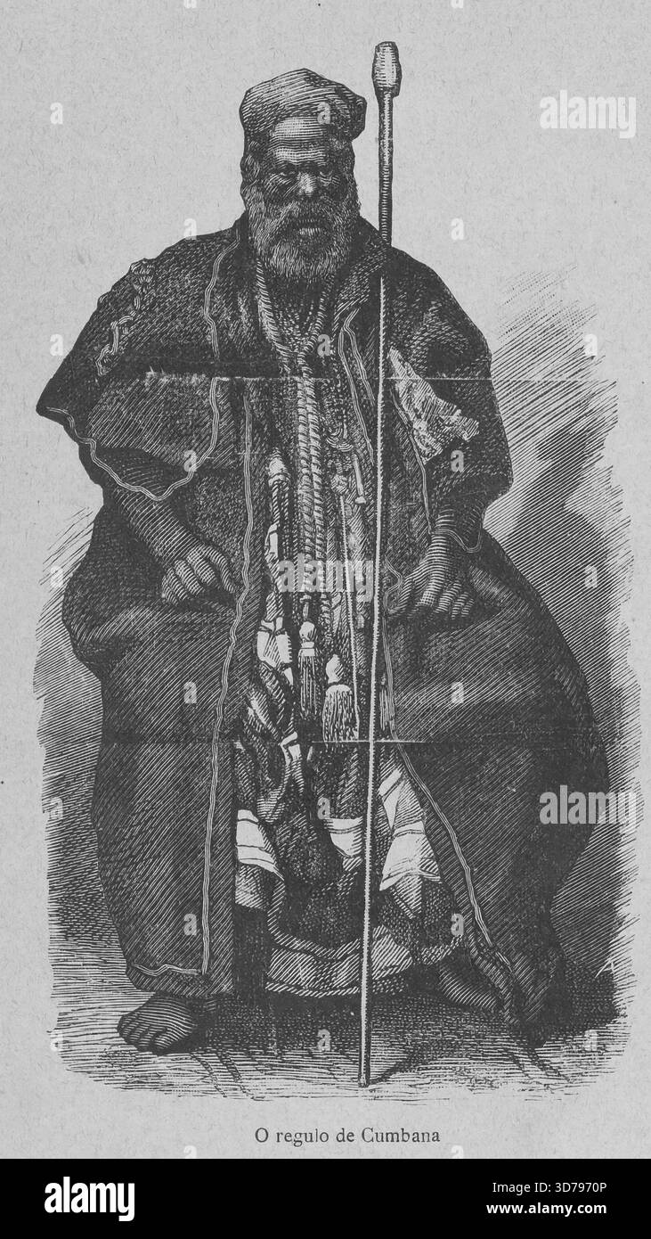 O Regulo de Cumbana,' 1896. Pubblicato a Lisbona da Empreza do Occidente. L'immagine raffigura i governanti africani del Mozambico, mostrando i loro vestiti e abiti Foto Stock
