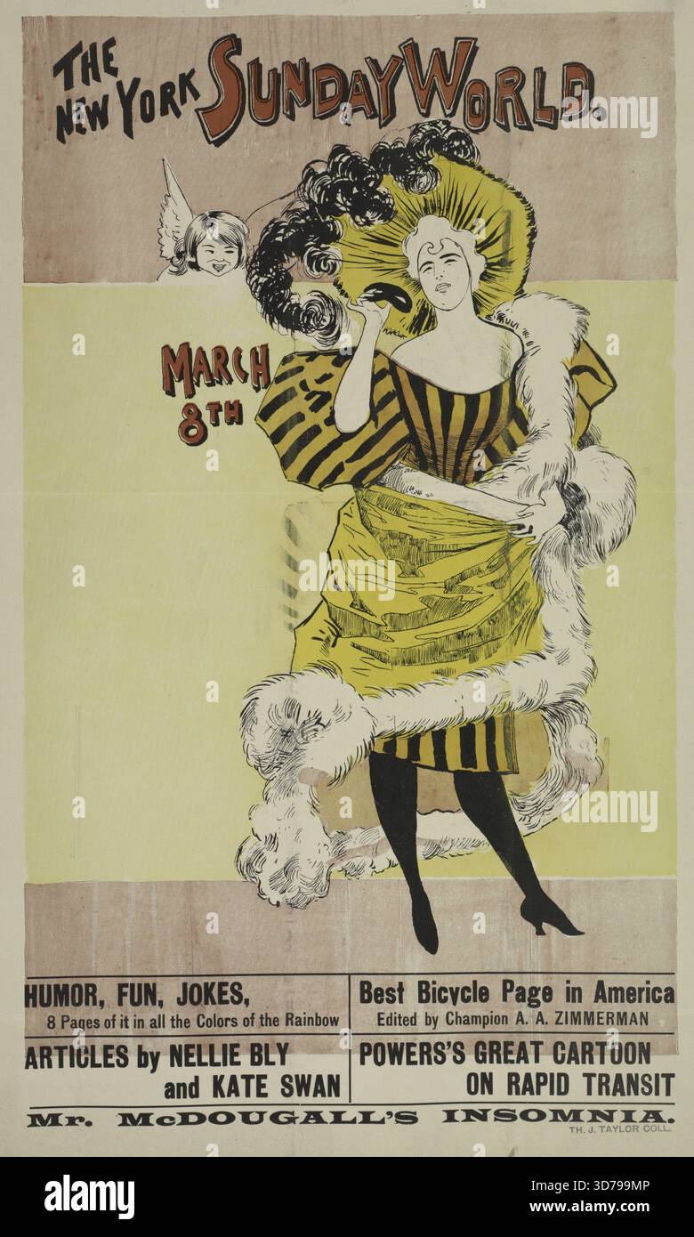 Il quotidiano New York Sunday World, datato 8 marzo 1896. La pubblicazione copre il periodo dal 1893 al 1897 Foto Stock