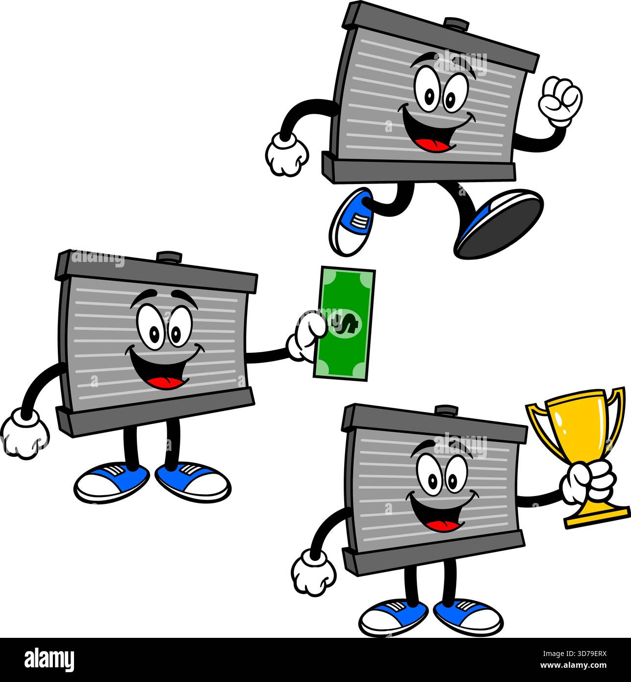 Radiator Mascot Set 03, illustrazioni disegnate a mano di Mascotte per radiatori in varie pose. Illustrazione Vettoriale