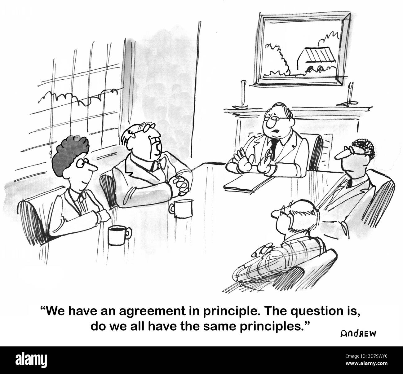 Un gruppo di negoziatori al tavolo delle conferenze ha raggiunto un accordo. Foto Stock