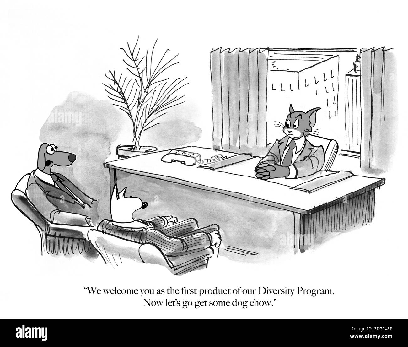 Un gatto viene ingaggiato da un esecutivo da parte di tutte le società del cane Foto Stock