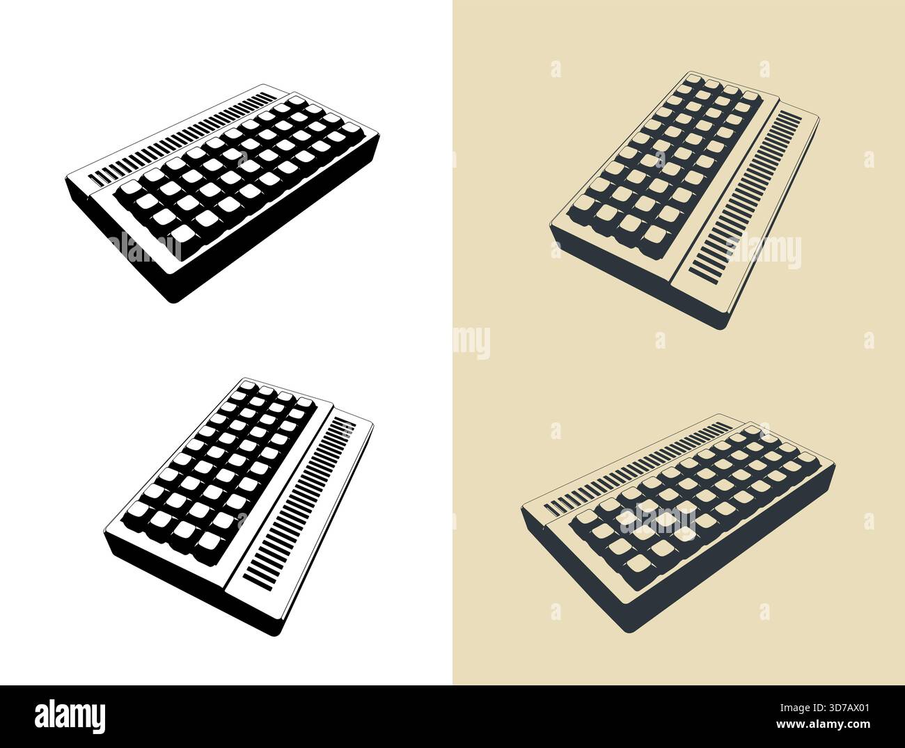 Illustrazioni vettoriali stilizzate di un computer retrò Illustrazione Vettoriale
