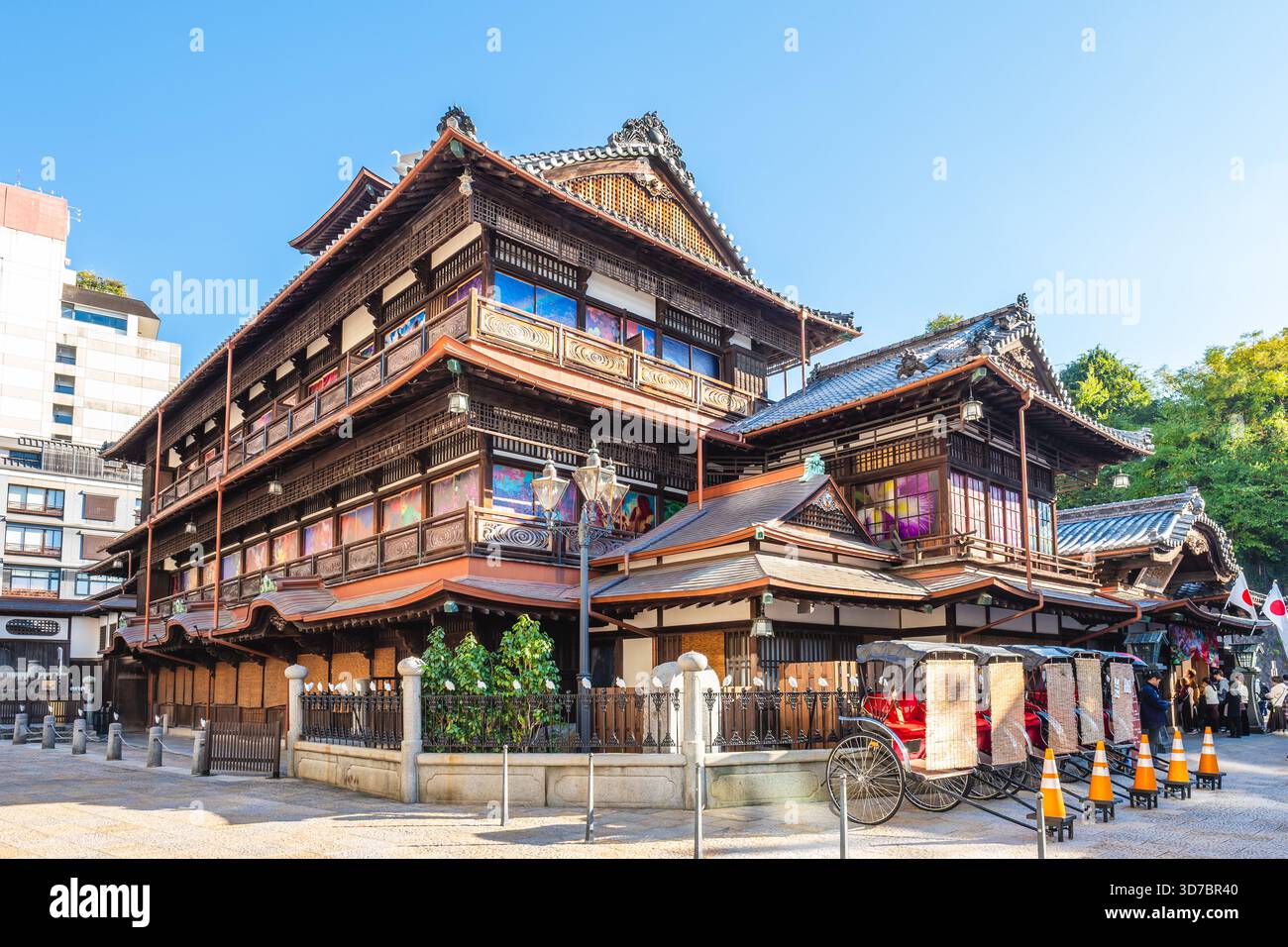 Ingresso al bagno pubblico Dogo Onsen a Matsuyama, prefettura di Ehime, Shikoku, Giappone. Foto Stock