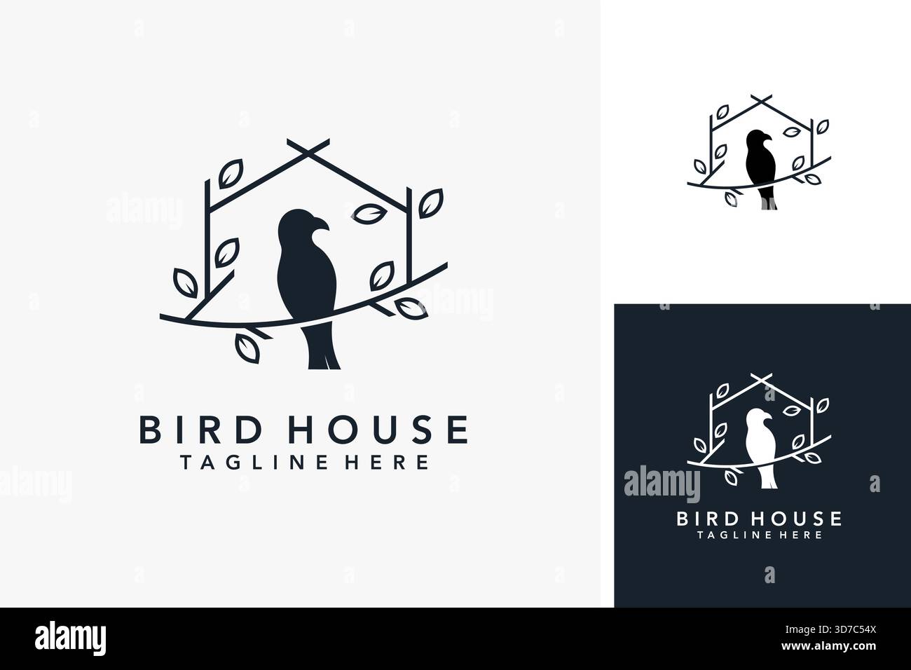 Design del logo della casa degli uccelli Illustrazione Vettoriale