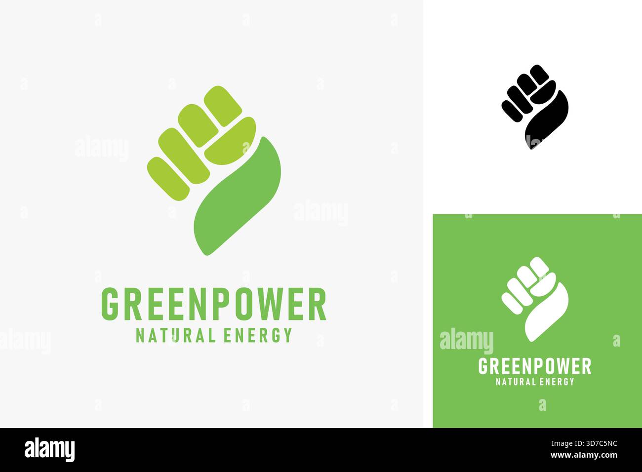 Design dell'icona con il logo di alimentazione verde Illustrazione Vettoriale