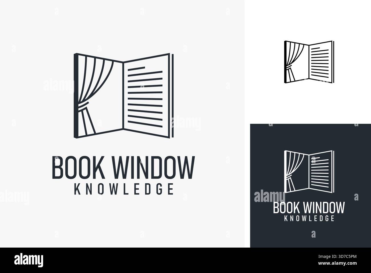 Il design del logo dei libri è una vetrina per il mondo Illustrazione Vettoriale