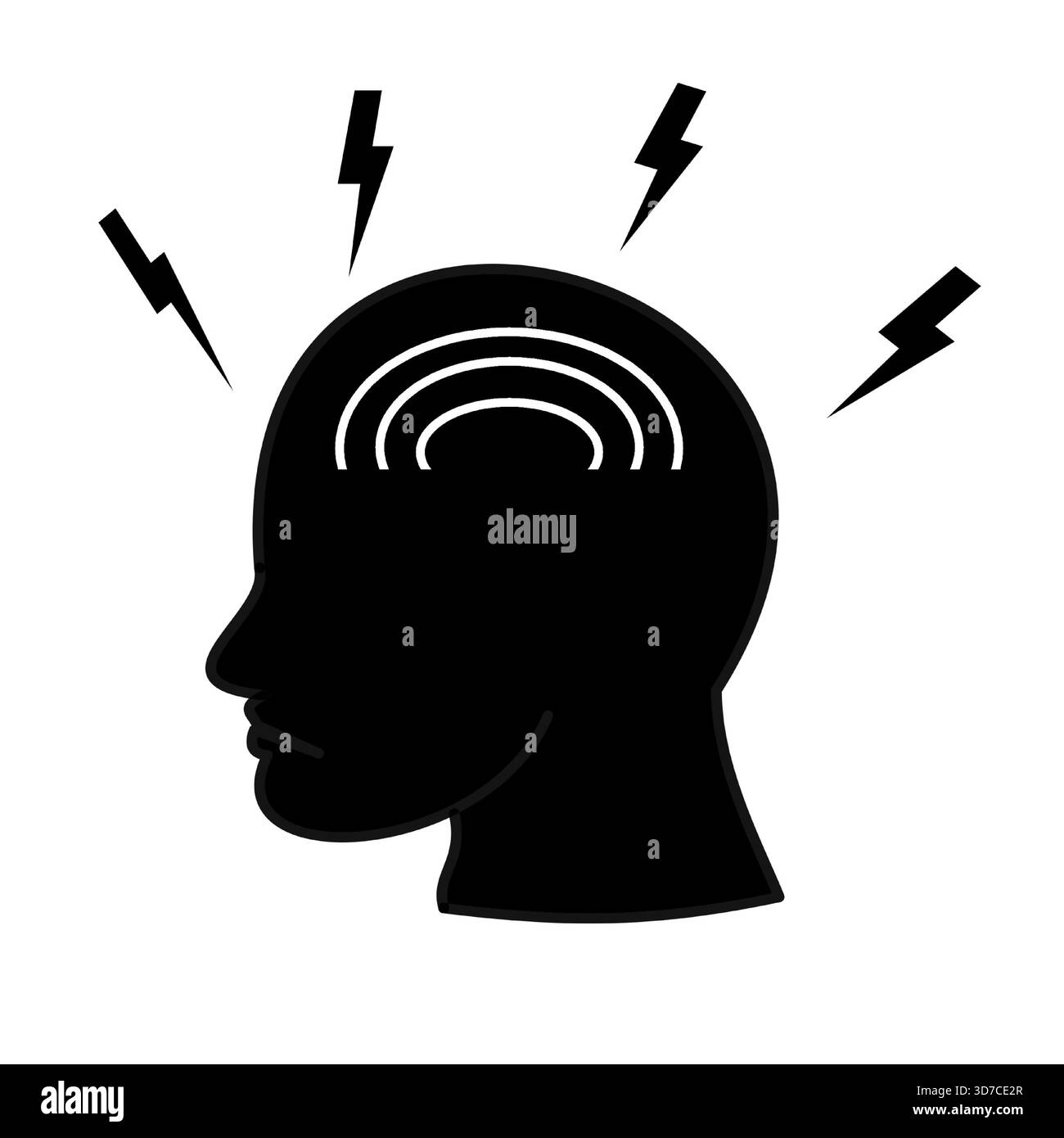 cefalea umana icona medica con cervello icona minimalista utile per progetti sanitari silhouette Illustrazione Vettoriale