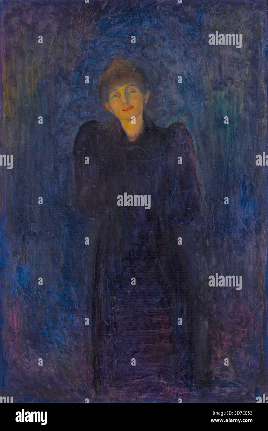 Edvard Munch - Dagny Juel Przybyszewska - 1893 - questo è un ritratto dello scrittore norvegese e famosa musa Dagny Juel Przybyszewska (1867-1901). Dagny Juel era una figura centrale nella scena artistica di Berlino degli anni '1890, nota per la sua bellezza e il suo intelletto. Era una scrittrice di poesie e drammi e una pianista. Fu la musa di diversi artisti, tra cui Edvard Munch e August Strindberg. Era sposata con l'autore polacco Stanisław Przybyszewski Foto Stock