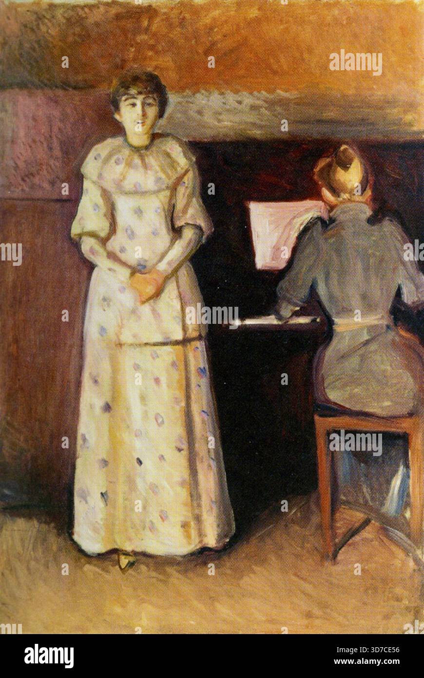 Edvard Munch - Ragnhild e Dagny Juel (note anche come le due sorelle, Ragnhild e Dagny Juel) - c1893 - è un doppio ritratto delle due sorelle che erano amiche di Munch. Ragnhild, la donna in piedi, divenne una cantante d'opera, mentre Dagny, la donna seduta al pianoforte, era una pianista affermata. La scena cattura un momento intimo della sorella in piedi che canta mentre la sorella seduta la accompagna al pianoforte. Foto Stock