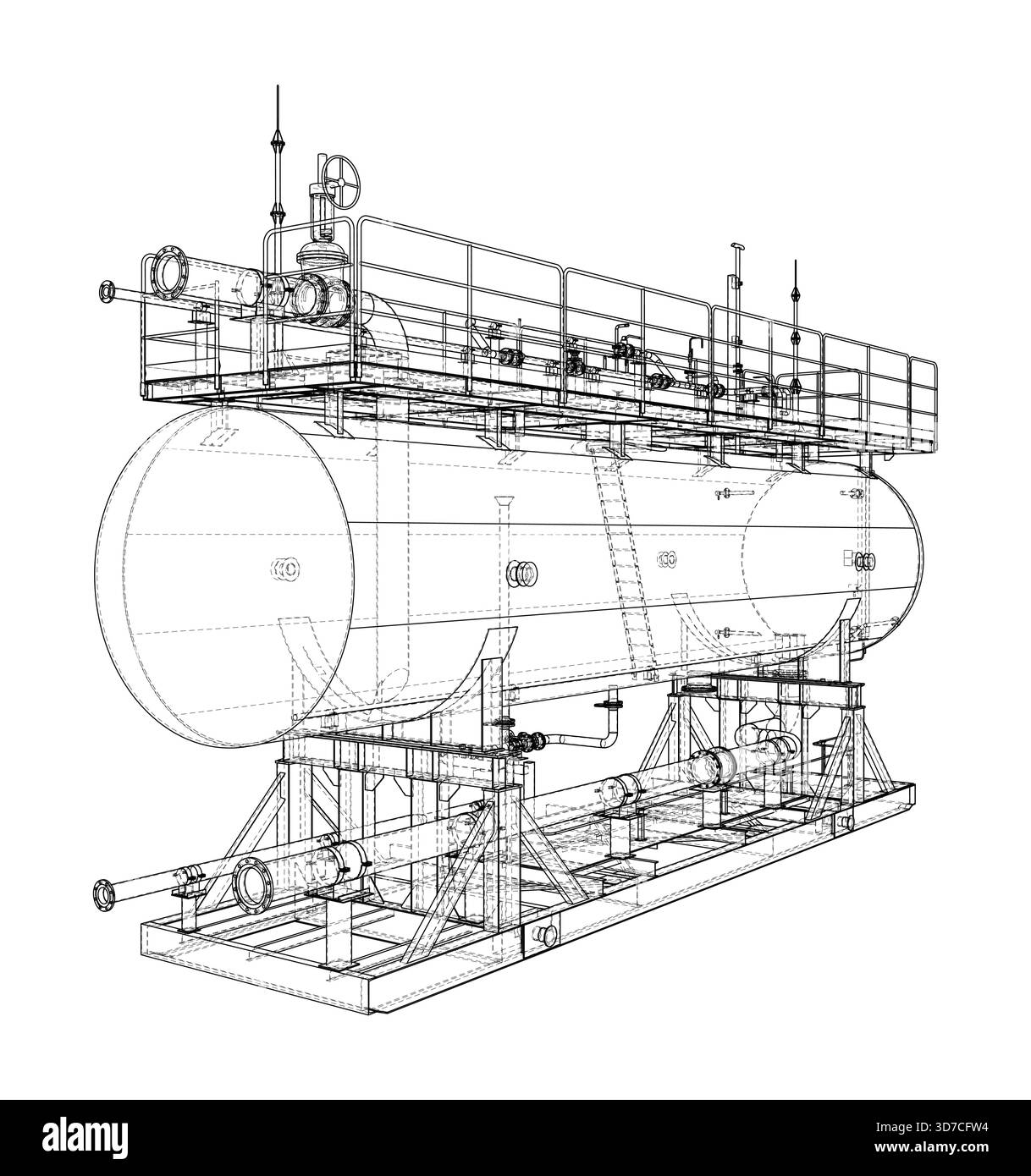 Progetto serbatoio industriale. Vettore Illustrazione Vettoriale