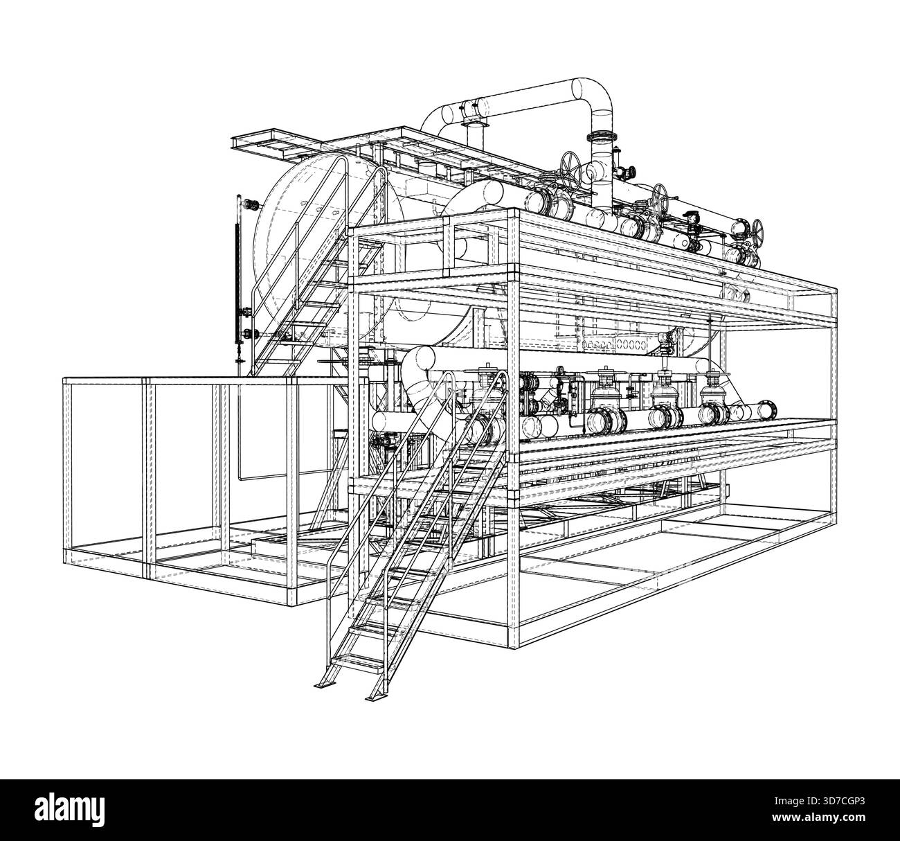 Progetto di macchinari industriali. Vettore Illustrazione Vettoriale