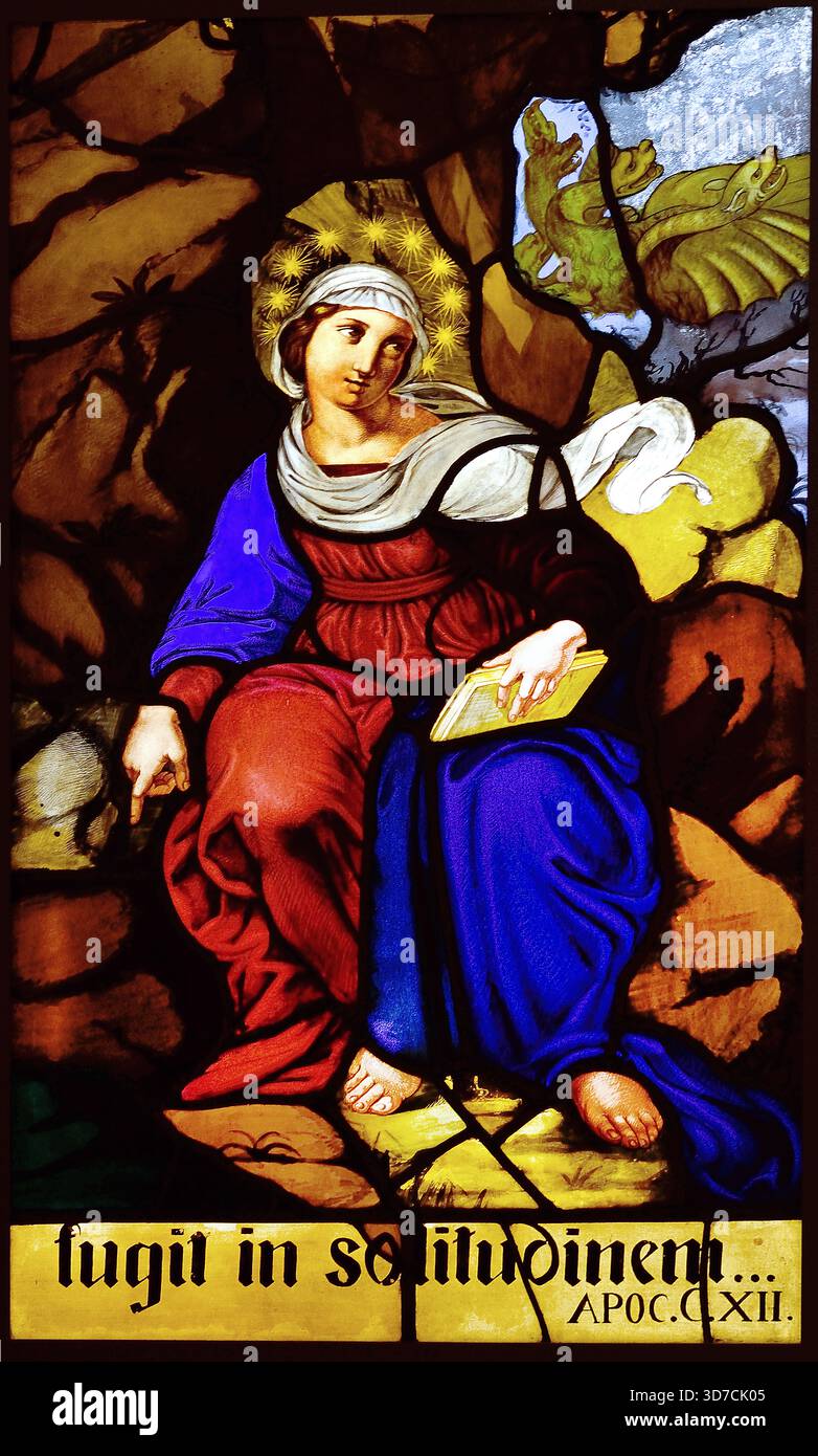 Della Cattedrale di vetrate: un grande angelo in preghiera e un angelo con specchio, secolo XIX da Pompeo - Guiseppe Bertini (.Duomo di Milano - il Duomo di Milano, Italia,l'italiano. Foto Stock