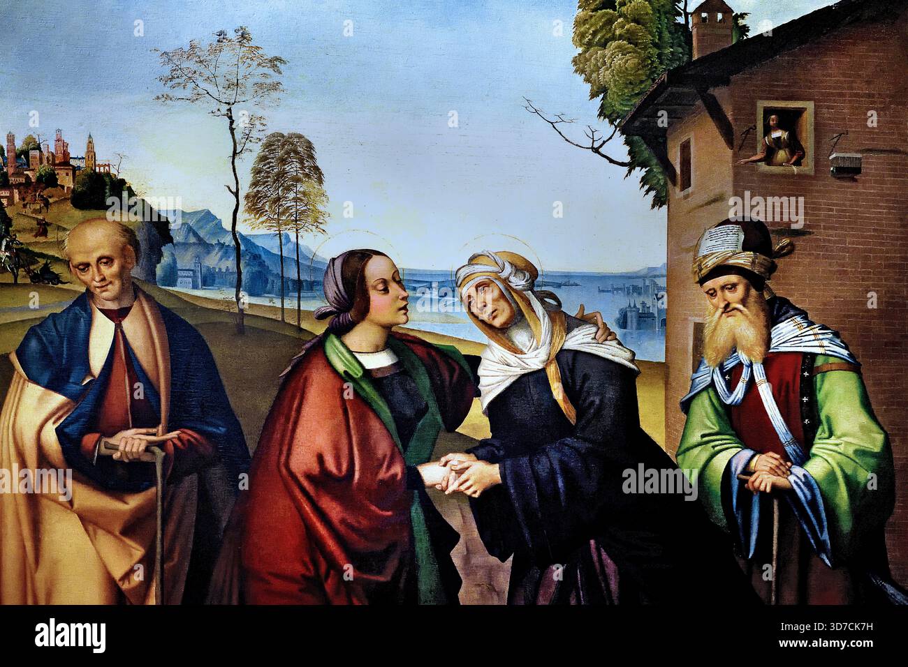 Visitazione - Visitazione 1505-1510 Domenico Panetti (1460-1530), pittore italiano del Rinascimento, Ferrara ,l'Italia. Foto Stock