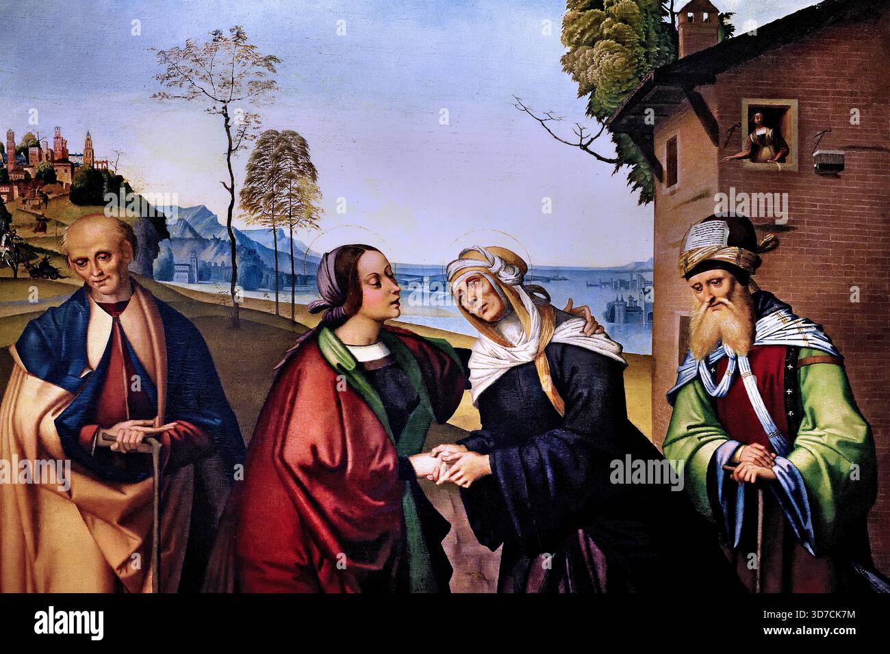 Visitazione - Visitazione 1505-1510 Domenico Panetti (1460-1530), pittore italiano del Rinascimento, Ferrara ,l'Italia. Foto Stock