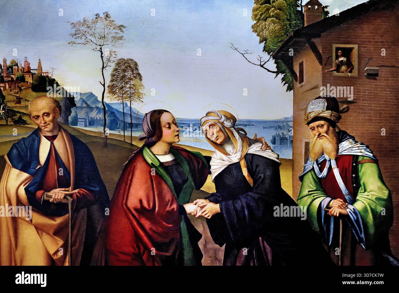 Visitazione - Visitazione 1505-1510 Domenico Panetti (1460-1530), pittore italiano del Rinascimento, Ferrara ,l'Italia. Foto Stock