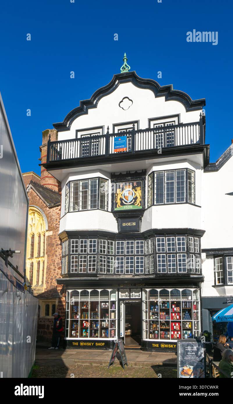 Mol's Coffee House, edificio storico classificato Grade i, Cathedral Close, Exeter, Devon, Inghilterra, Regno Unito c 1596 Foto Stock