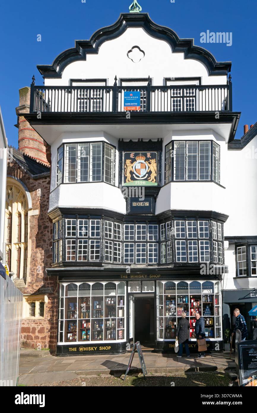 Mol's Coffee House, edificio storico classificato Grade i, Cathedral Close, Exeter, Devon, Inghilterra, Regno Unito c 1596 Foto Stock