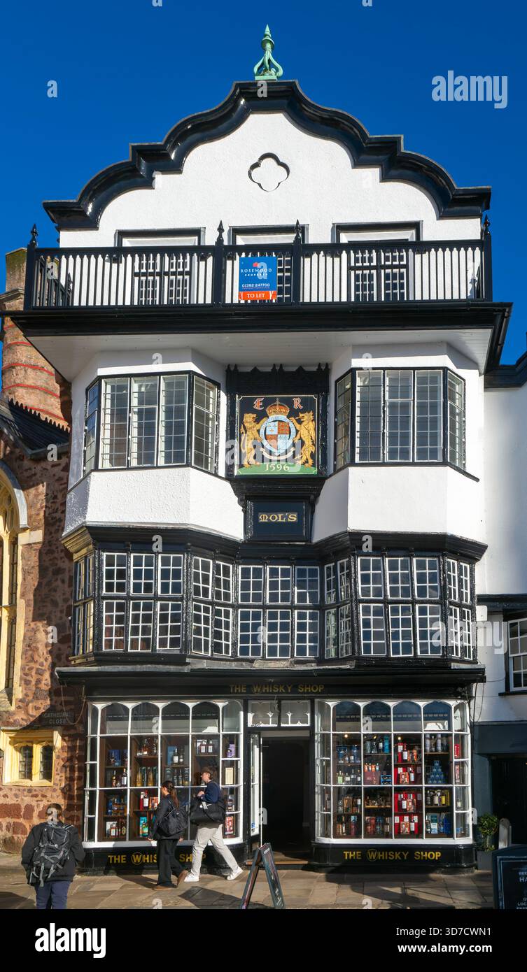 Mol's Coffee House, edificio storico classificato Grade i, Cathedral Close, Exeter, Devon, Inghilterra, Regno Unito c 1596 Foto Stock