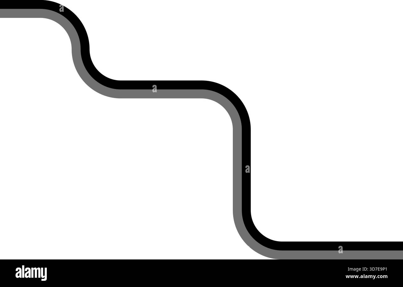 Linee spesse e accoppiate formano un labirinto diagonale strutturato con sezioni d'onda quadrate e curve direzionali arrotondate. Illustrazione Vettoriale