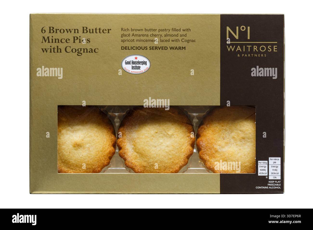 Waitrose No 1 6 torta di burro marrone con Cognac isolato su sfondo bianco Foto Stock
