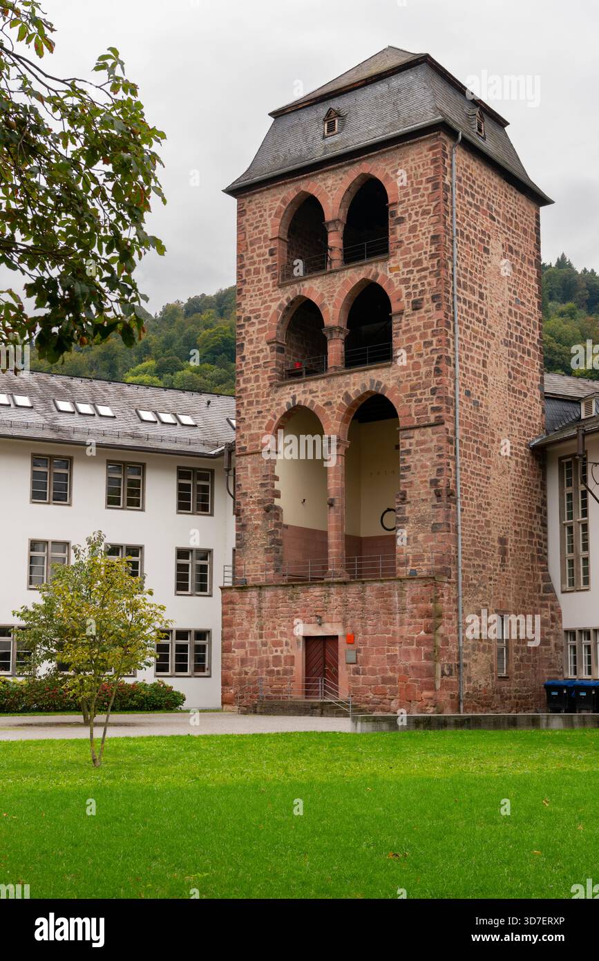 Hexenturm Università di Heidelberg Baden Württemberg verticale. La torre delle streghe o Hexenturm della vecchia Università di Heidelberg, Germania Foto Stock