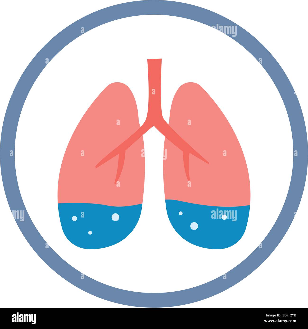 Un cerchio blu e rosso con due polmoni al centro Illustrazione Vettoriale