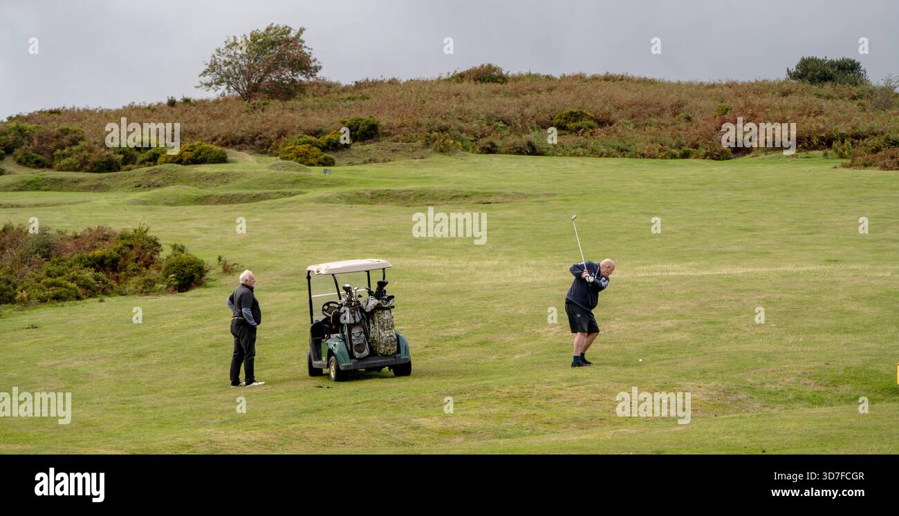 Kington Golf Club, Bradnor Hill, Kington, Herefordshire, Inghilterra, Regno Unito - il campo da golf a 18 buche più alto d'Inghilterra Foto Stock