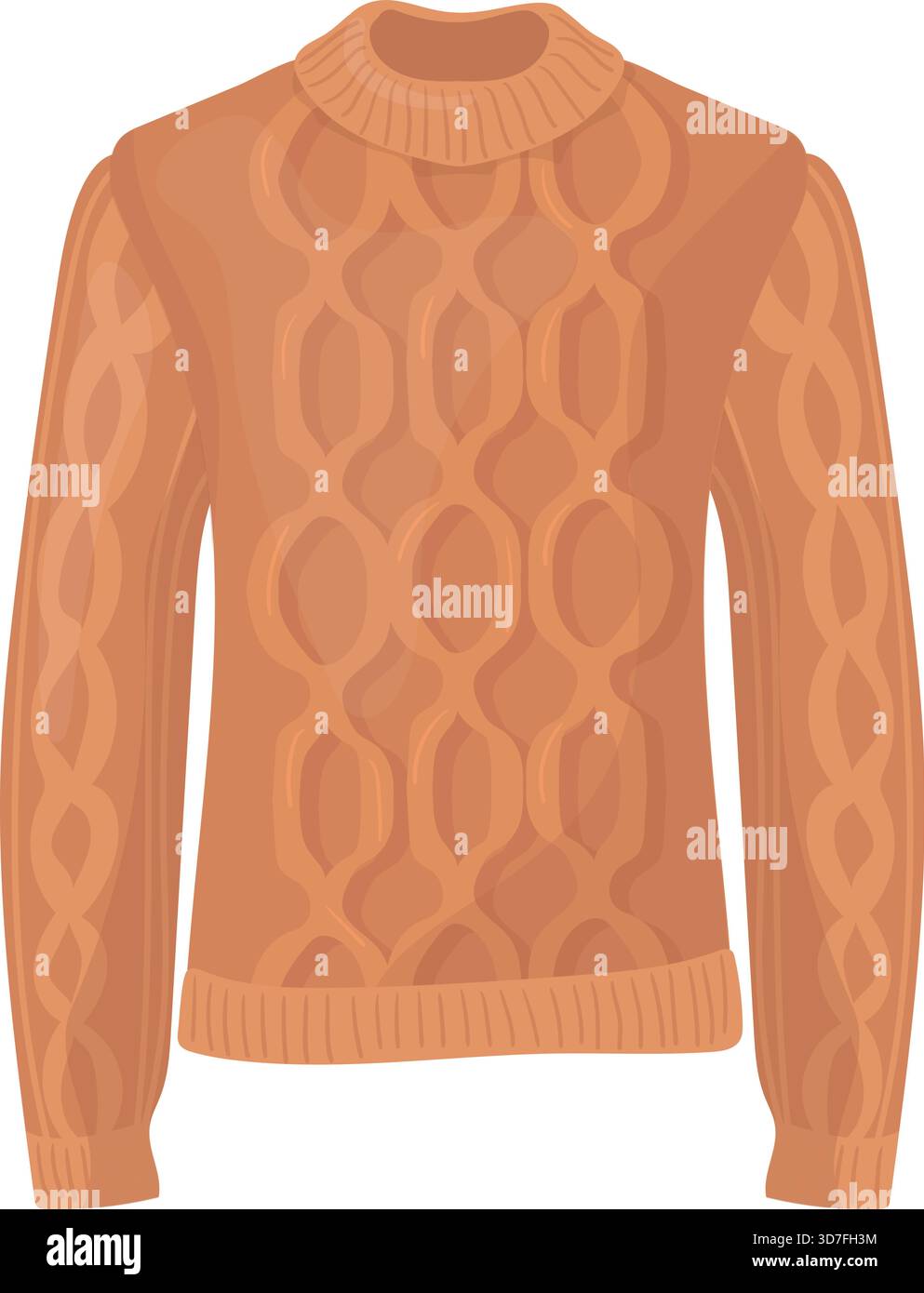 Pullover in lana lavorata a maglia con un'icona a forma di cartoni animati con motivo classico isolata su sfondo bianco Illustrazione Vettoriale