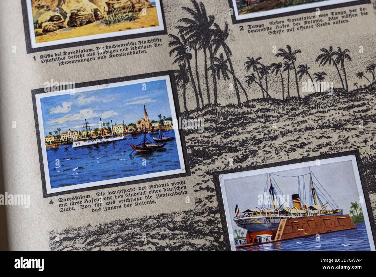 Colonie tedesche. Fronte al porto di Daresalam. Africa Orientale tedesca. Un'antologia pubblicata da Cigaretten-Bilderdienst Dresden dal 1936. Germania Foto Stock