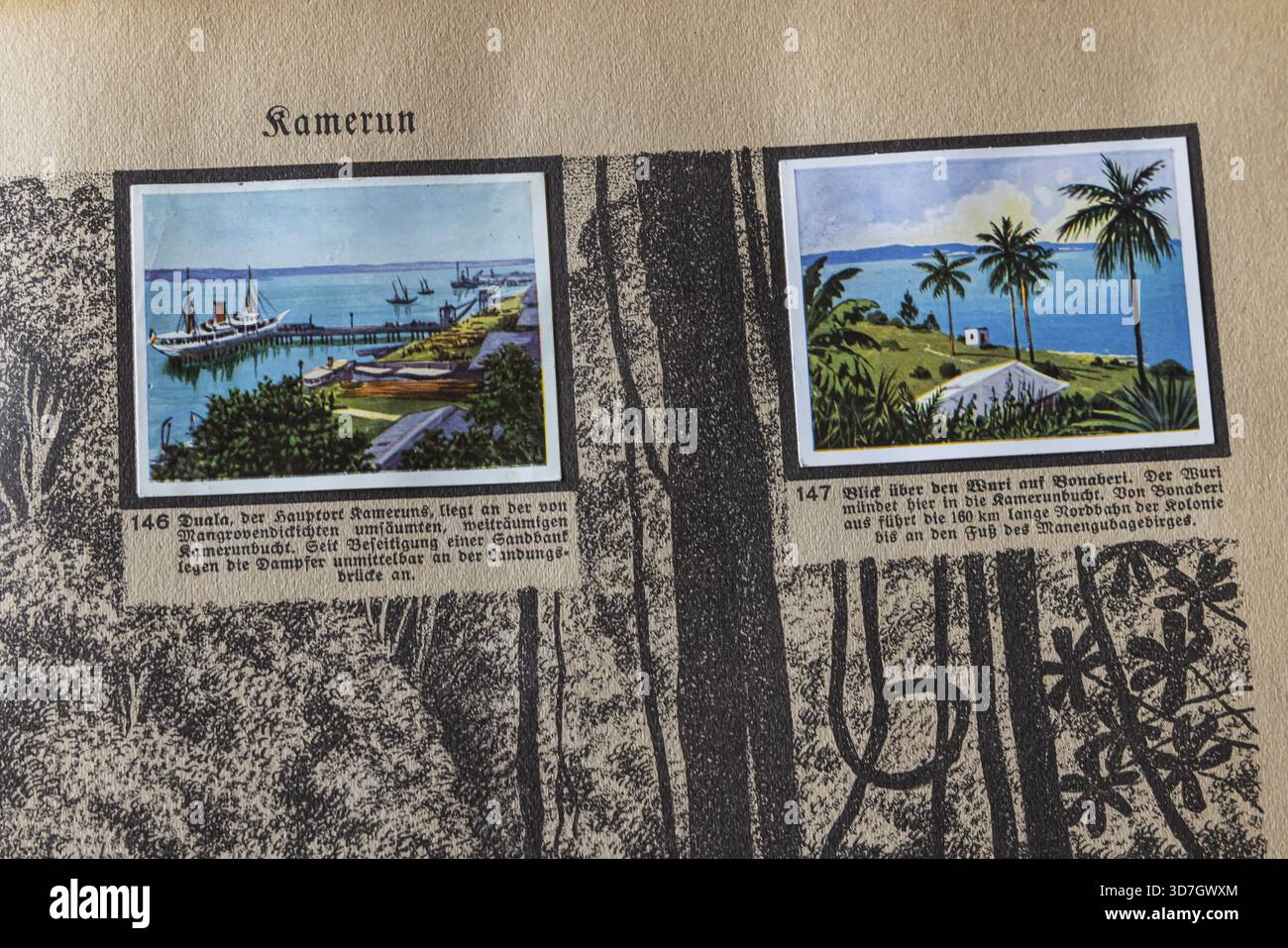 Colonie tedesche. Porto del Camerun di Douala, Douala. Africa sud-occidentale tedesca. Un'antologia pubblicata da Cigaretten-Bilderdienst Dresden dal 1936. Tedesco Foto Stock