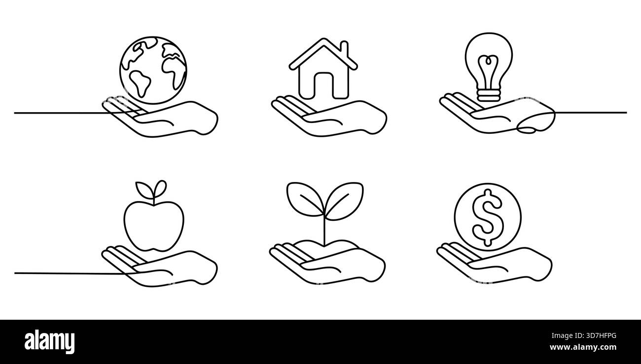 Proteggere e fornire terra, casa, idee, salute, ricchezza Illustrazione Vettoriale