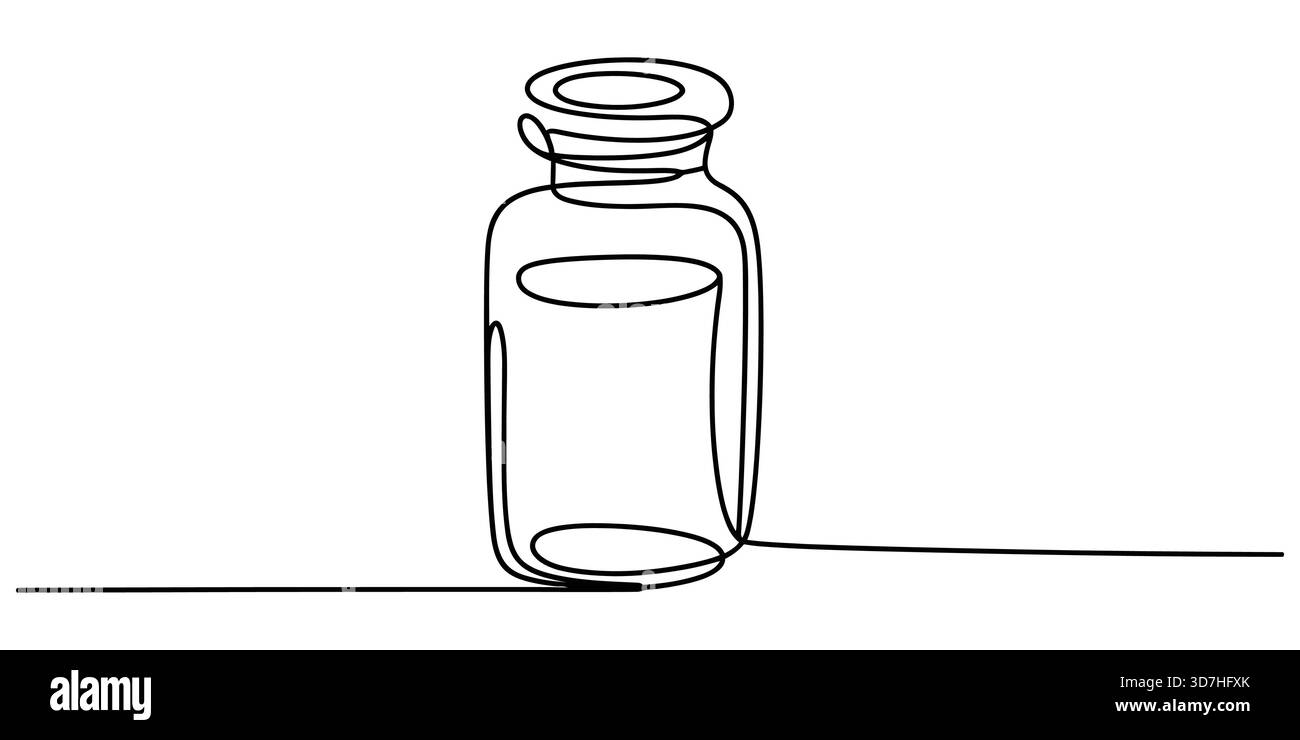 Disegno grafico a linea continua singolo di un contenitore per bottiglie in vetro Illustrazione Vettoriale