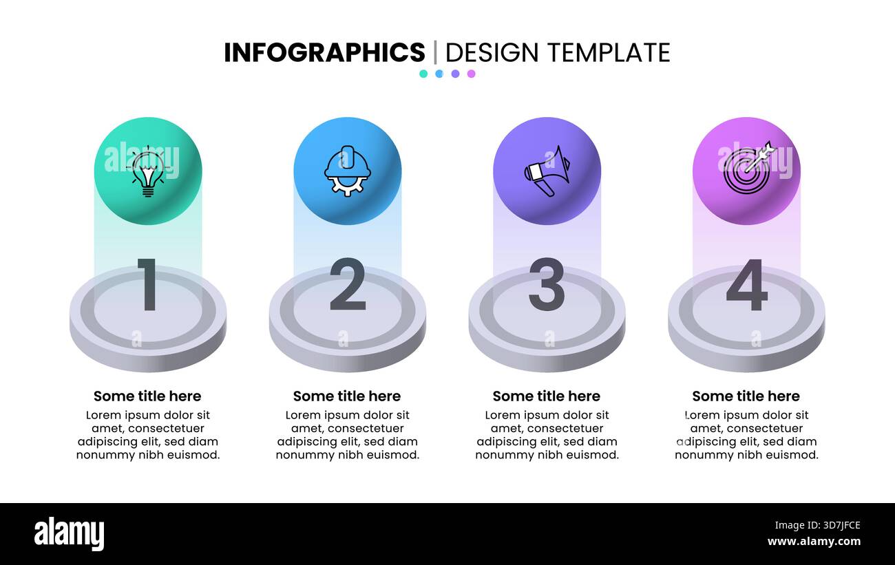 Modello infografico con icone e 4 opzioni o passaggi. Marmi. Può essere utilizzato per il layout del flusso di lavoro, il diagramma, il banner, il webdesign. Illustrazione vettoriale Illustrazione Vettoriale