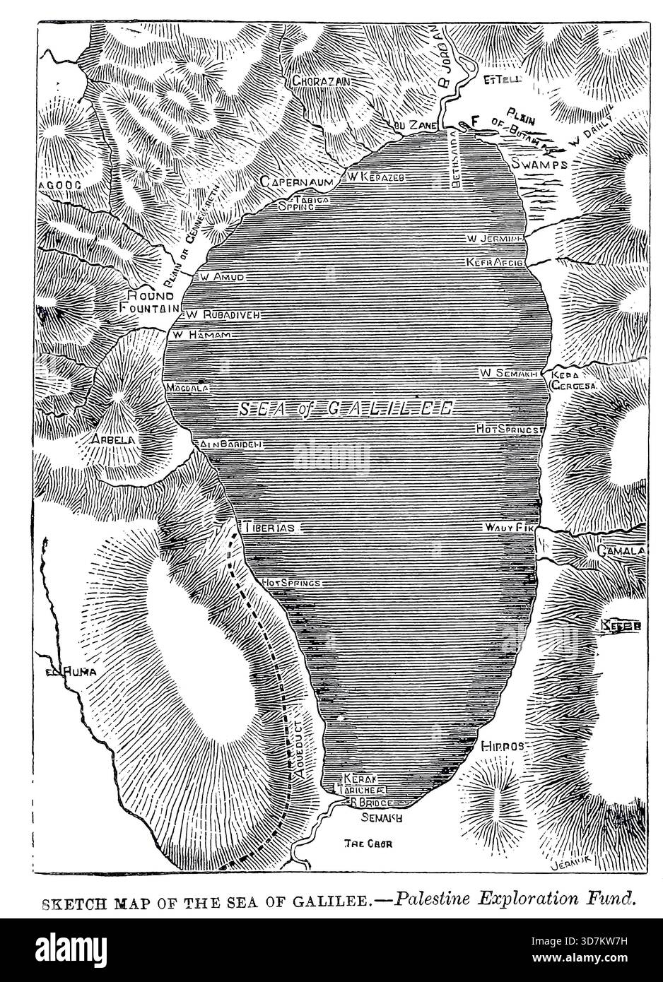 Schizzo della mappa del Mare di Galilea da parte del Fondo di esplorazione della Palestina dal commento popolare [precedentemente "Un commento pittorico"] sul Vangelo secondo Marco. Con il testo della versione comune, 1611, e la versione riveduta, 1881 (English Reading and renderings) di Rice, Edwin Wilbur, 1831-1929; American Sunday-School Union data di pubblicazione 1892 Foto Stock