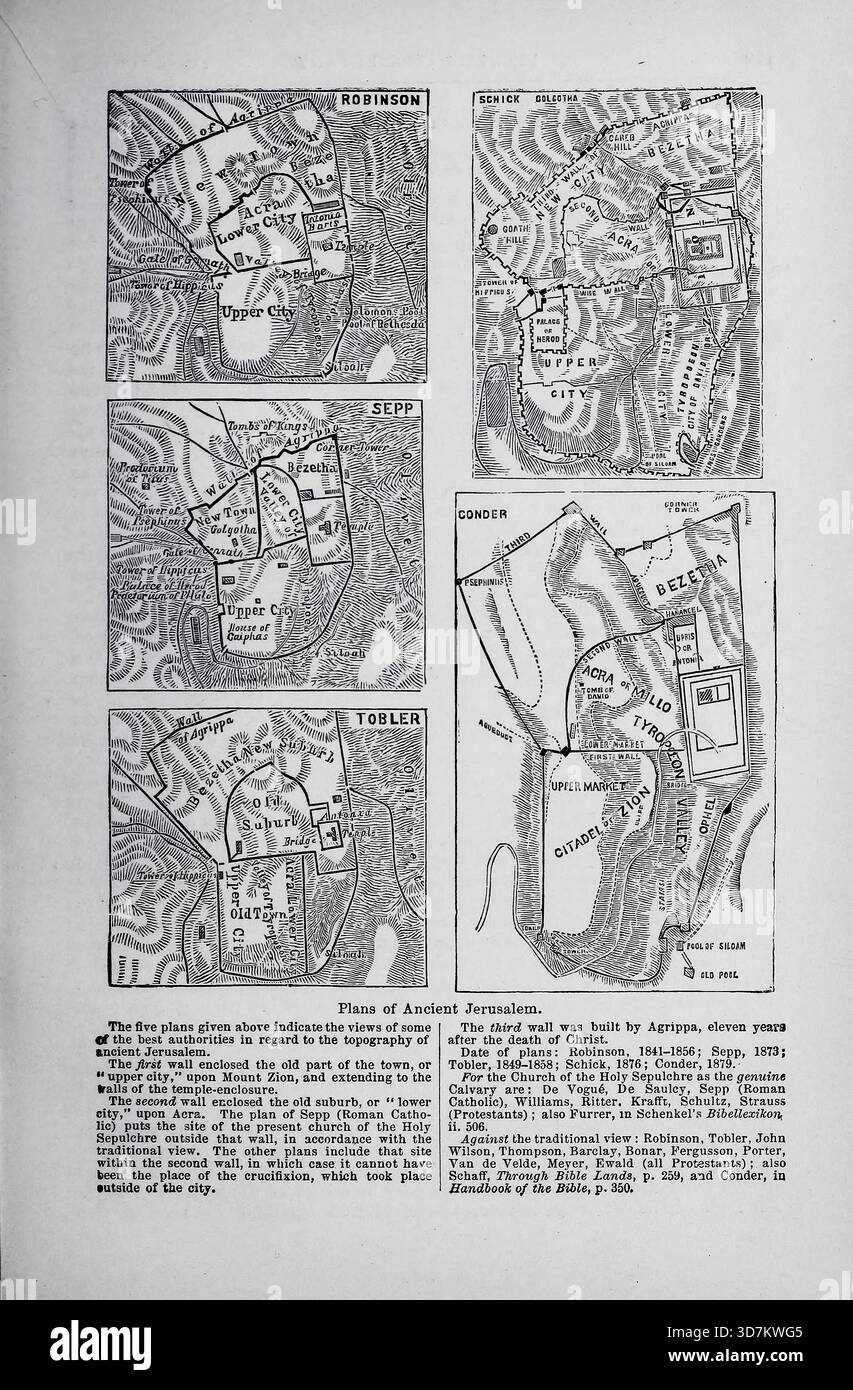 Piani dell'Antica Gerusalemme dal commento popolare [precedentemente "Un commento pittorico"] sul Vangelo secondo Marco. Con il testo della versione comune, 1611, e la versione riveduta, 1881 (English Reading and renderings) di Rice, Edwin Wilbur, 1831-1929; American Sunday-School Union data di pubblicazione 1892 Foto Stock