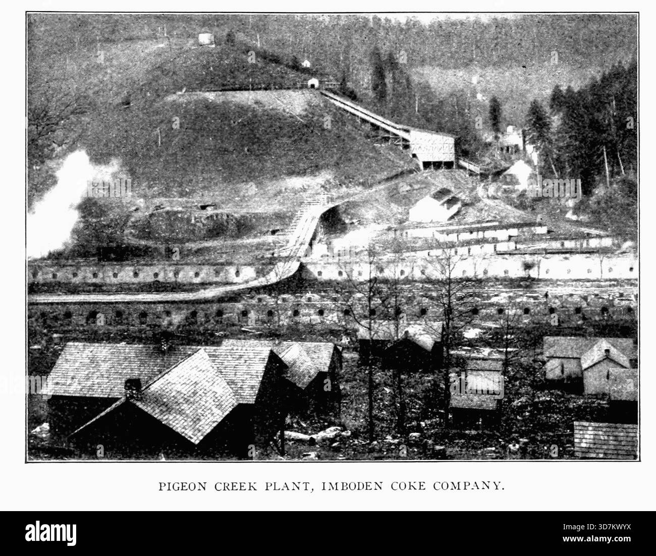 PIGEON CREEK PLANT, COMPAGNIA DI COKE IMBODEN. DALL'ARTICOLO IL GRANDE GIACIMENTO DI CARBONE DI PIETRA DELLA VIRGINIA E DEL KENTUCKY. Di John Leggett Pultz della rivista Engineering dedicata al progresso industriale volume XXVIII ottobre 1904 - marzo 1905 The Engineering Magazine Co Foto Stock