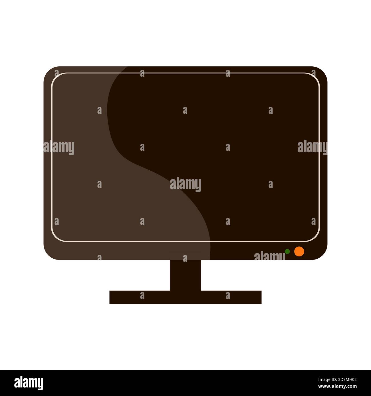 Semplice modello di computer con schermo scuro vuoto. Illustrazione piatta. Illustrazione Vettoriale