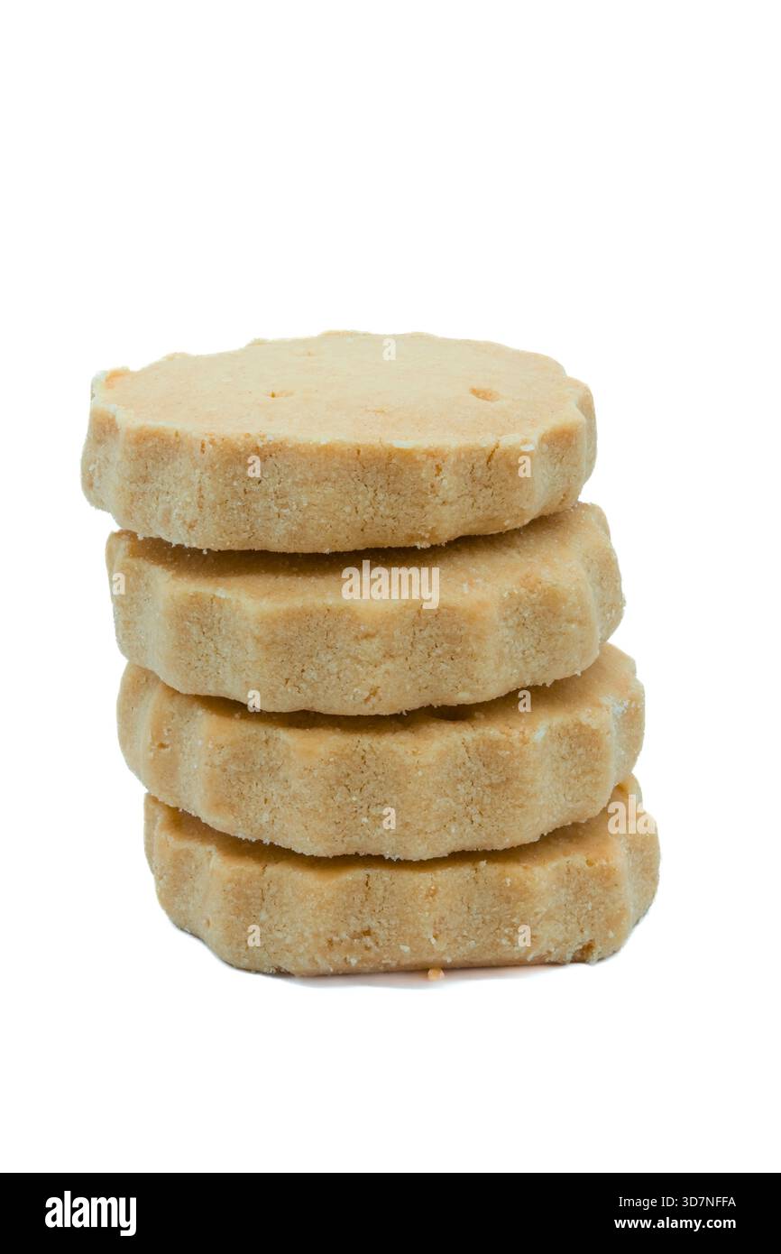 Quattro deliziosi biscotti friabili di pane tostato, Una buona immagine per un panificio, Una gastronomia o un pasticcere. Foto Stock