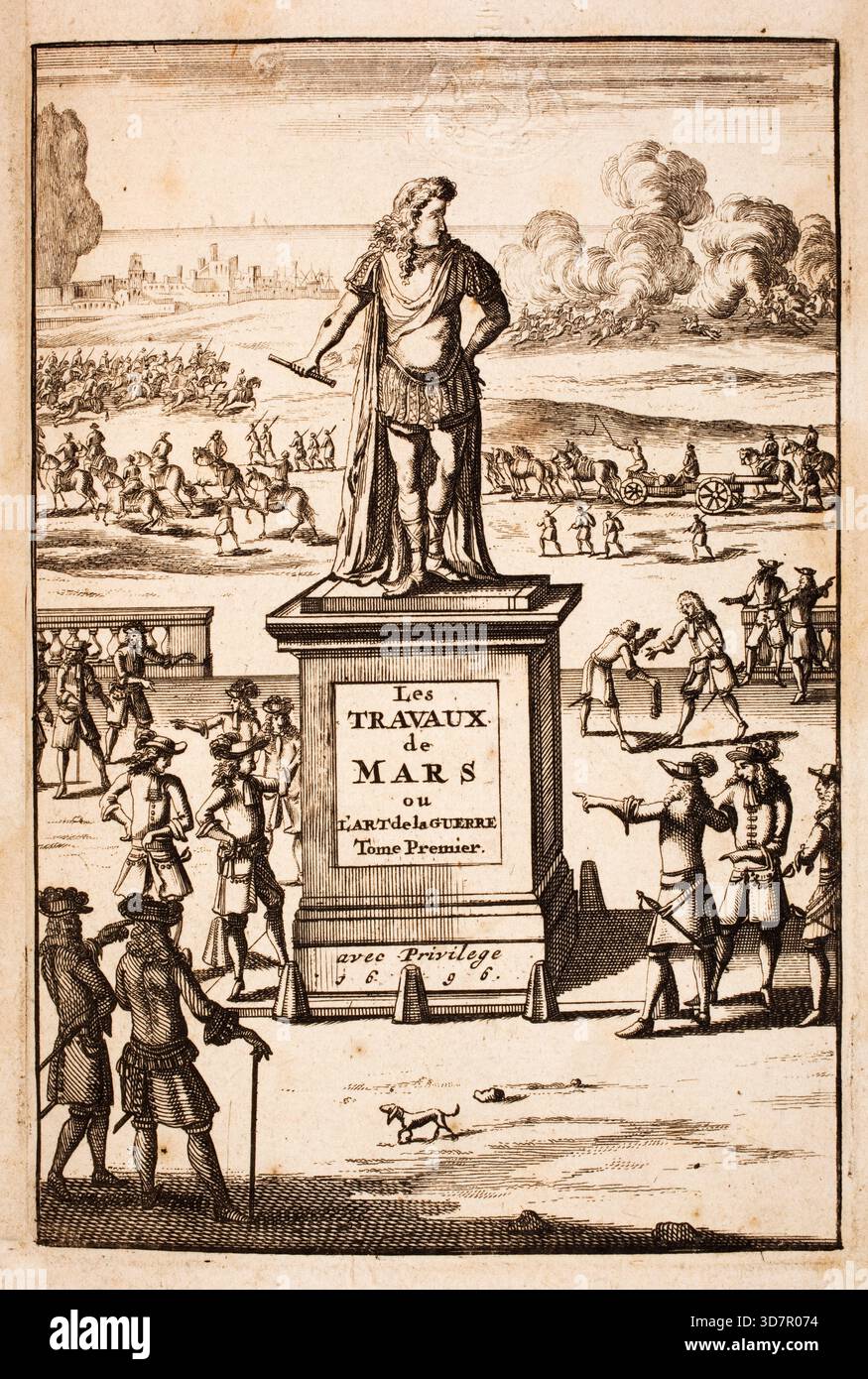 Incisione dal lavoro di Marte, o l'arte della guerra, di Alain Manesson Mallet (1630-1706), con piani geometrici per la fortificazione di roccaforti militari olandesi, città e città Foto Stock