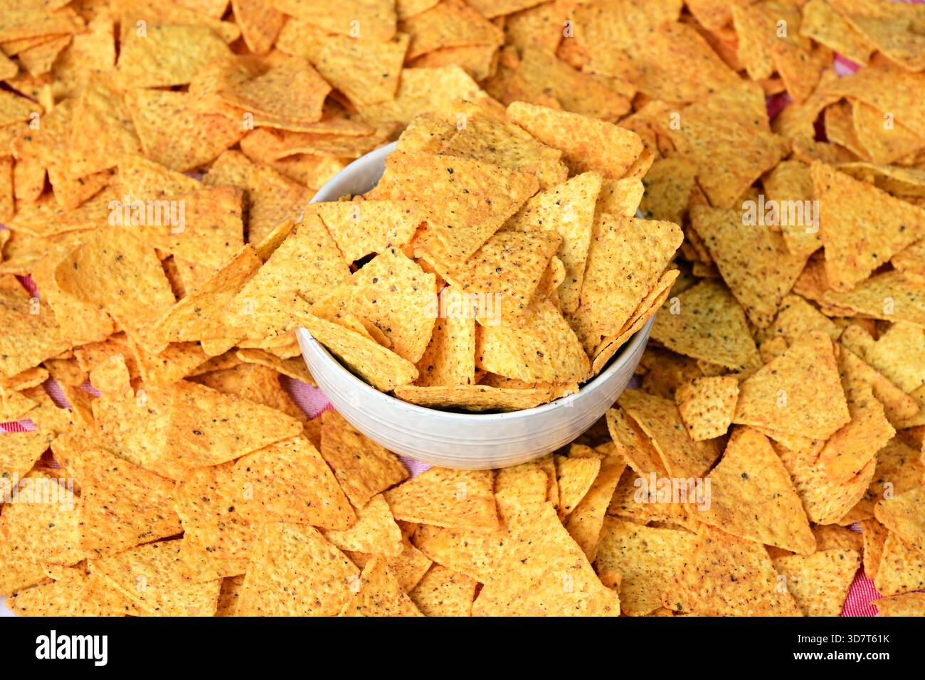 Pila di tortilla chips Foto Stock