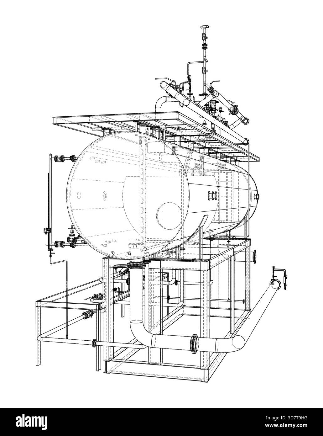 Progetto serbatoio industriale. Vettore Illustrazione Vettoriale