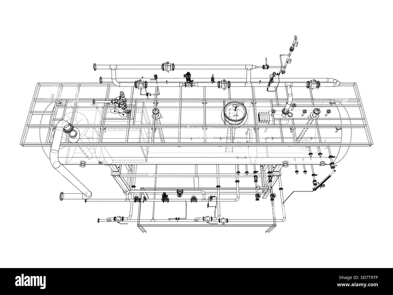 Progetto del sistema di tubazioni industriali. Vettore Illustrazione Vettoriale