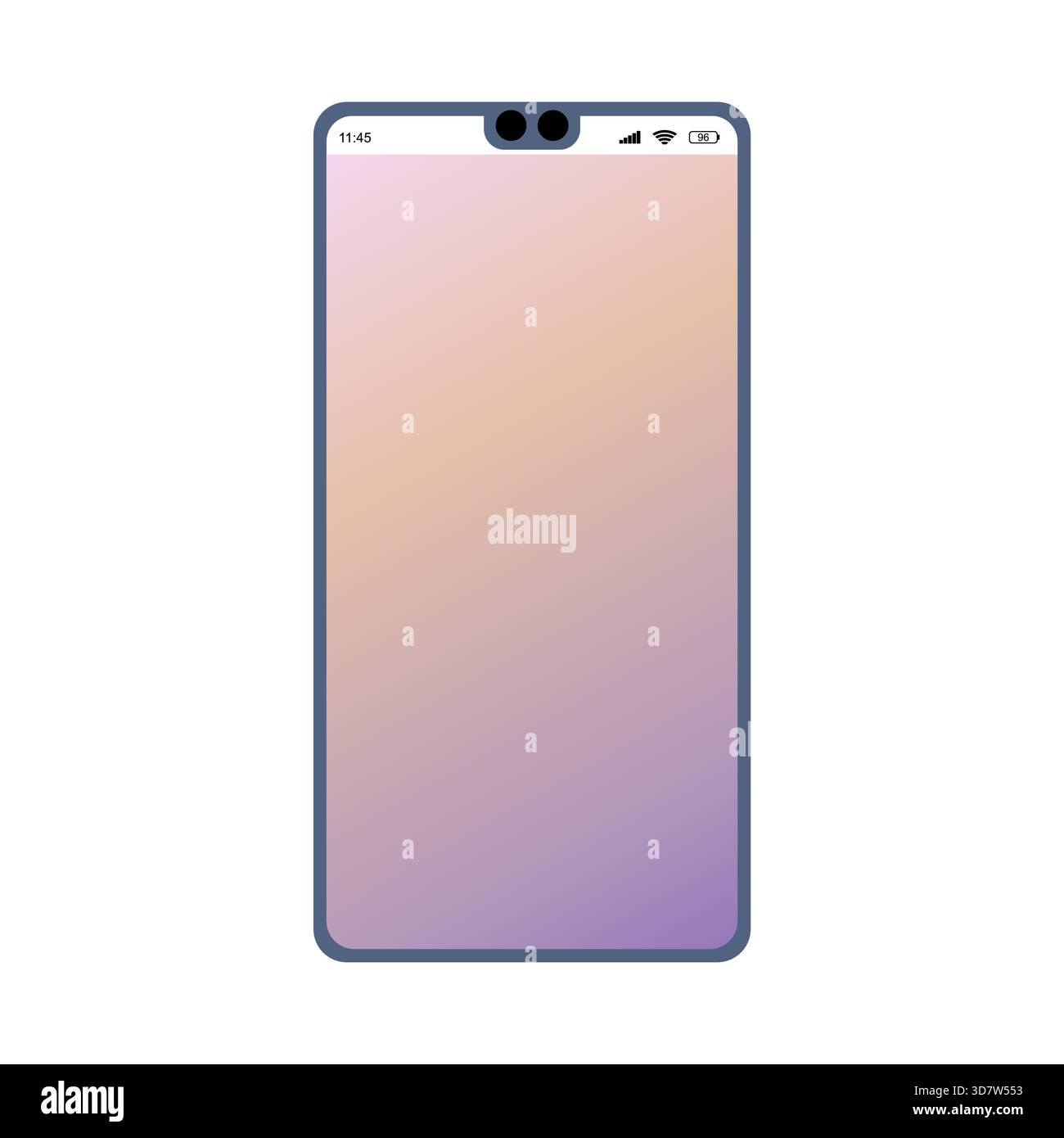 Schermata principale vuota dello smartphone. Modello vettoriale della schermata iniziale con spazio di copia. Illustrazione Vettoriale