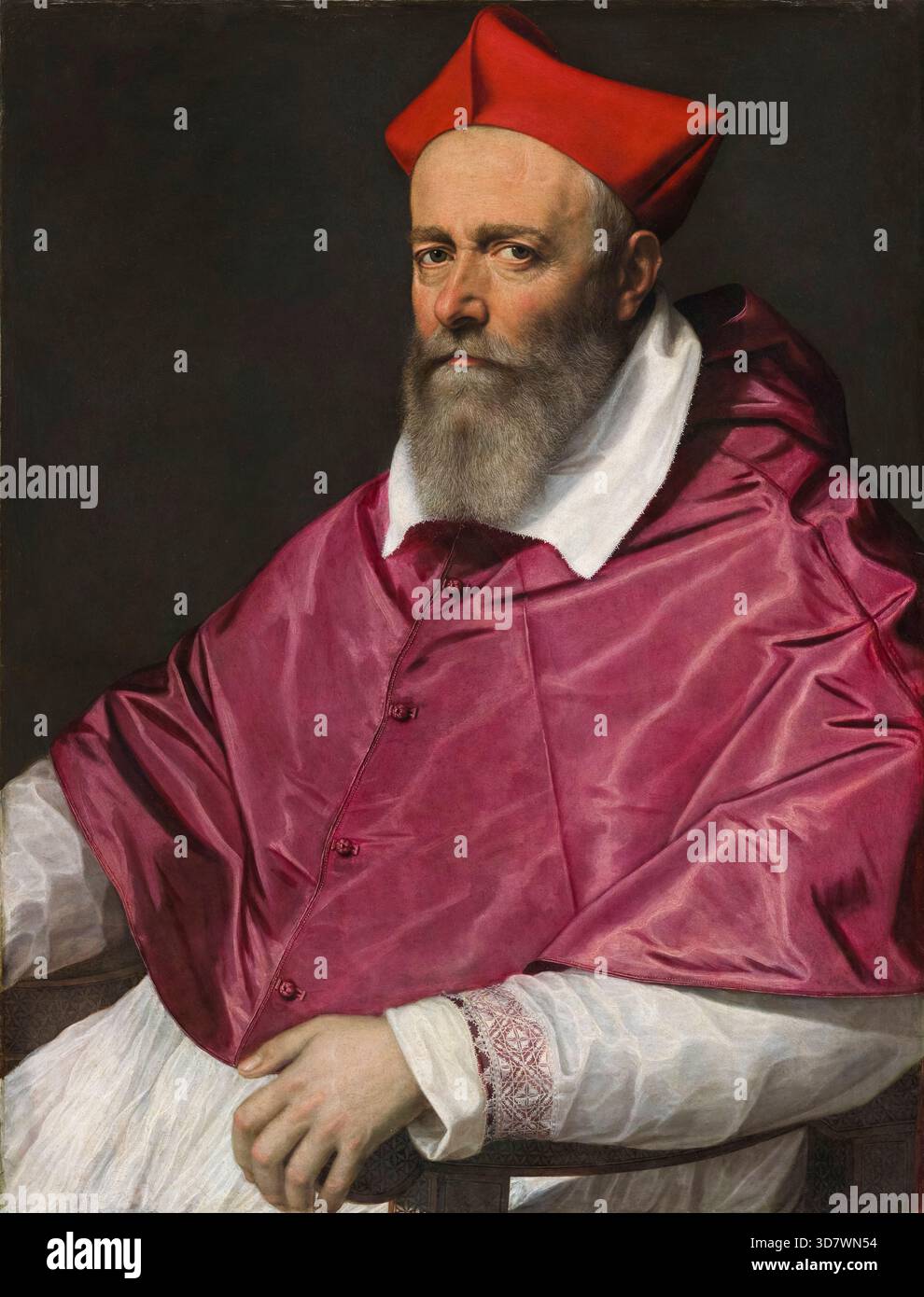Cardinale Giacomo Savelli (1523-1587), cardinale e vescovo cattolico italiano, ritratto a olio su stagnato di rame di Scipione Pulzone, 1575-1598 Foto Stock